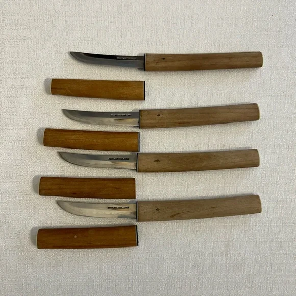 Vintage Japanese Kanenari Seki Knives with Bamboo Sheath - Picture 5 of 7